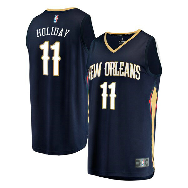 Maillot New Orleans Pelicans Homme Jrue Holiday 11 Icon Edition Bleu marin